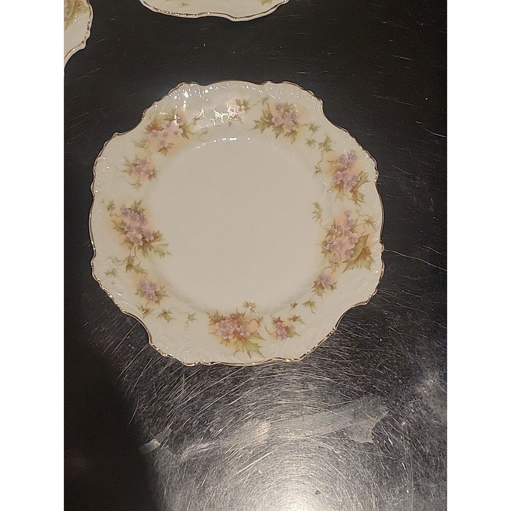 Lot -6 Antique Hermann Ohme 6" Eglantine Style China Bread Plate Pre-1920 Ruffle - Picture 3 of 16